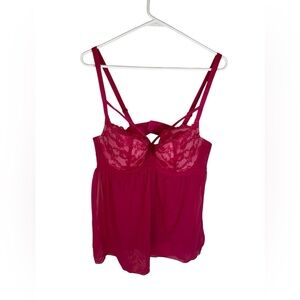 Adore Me Chic Fuchsia Lace Babydoll Chemise